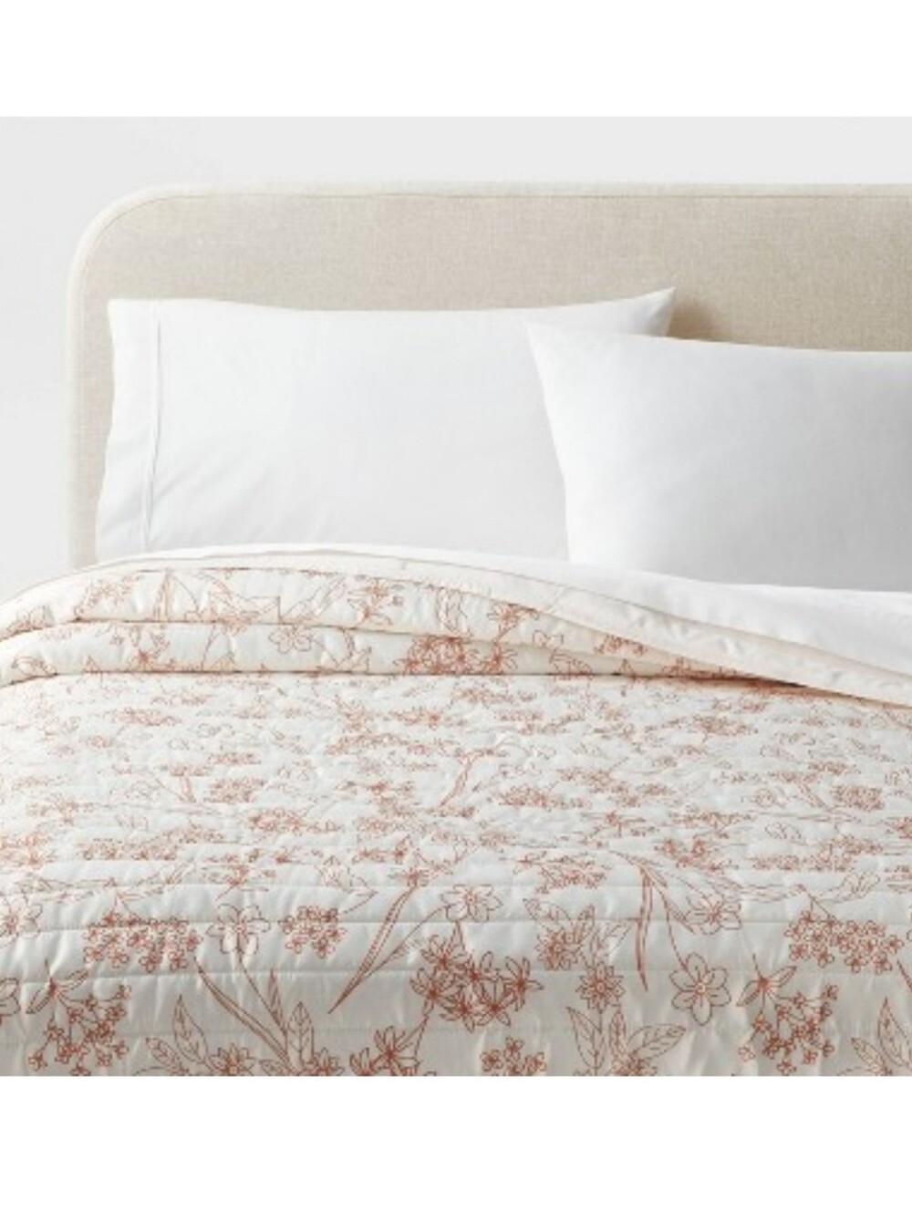 Twin/ XL Satin Quilt Room Essentials Mw Sateen Coverlet Floral Patter Copper